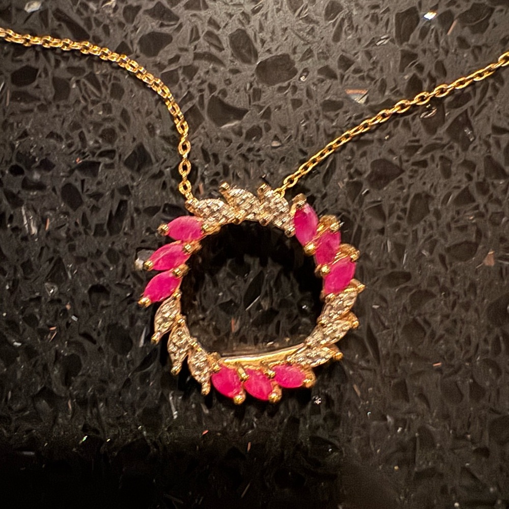 Ruby/white topaz, 18in, unworn